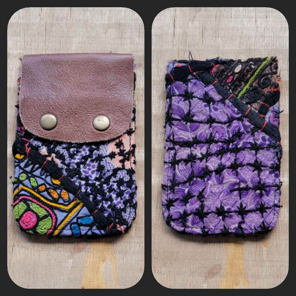 🕺🥂 Free People Boho Embroidered Repurposed vtg banjara Wallet Card Case
